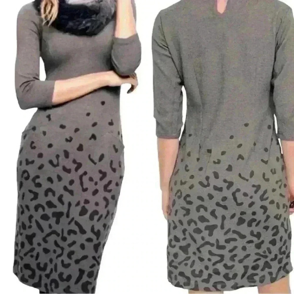 J McLaughlin Ladies Catalina Cloth Leopard Print Midi Dress Gray & Black size XS - Picture 1 of 10